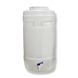 Bidon 25 Lt. PEAD Natural c/ Canilla Celeste y Bca.