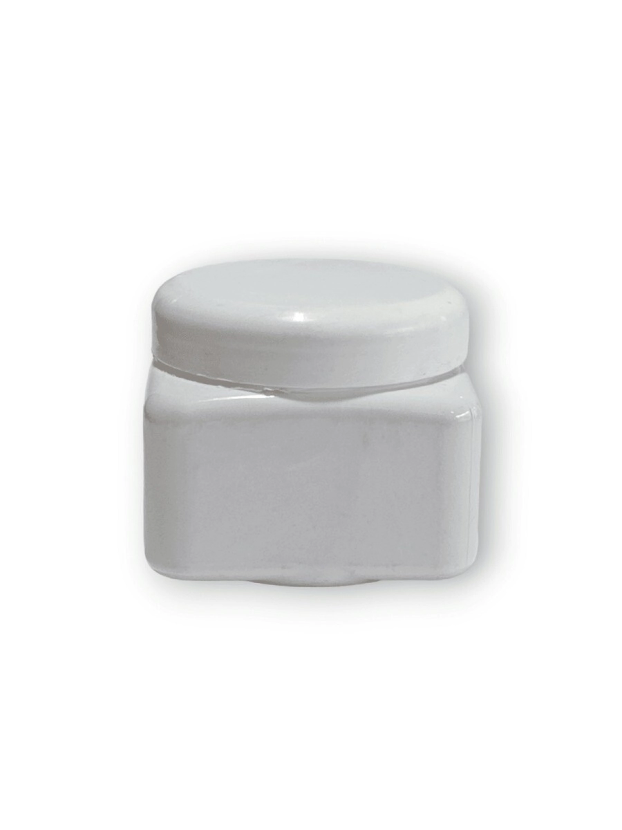 Pote Cuadrado 200 gr. PVC Blanco c/ Tapa