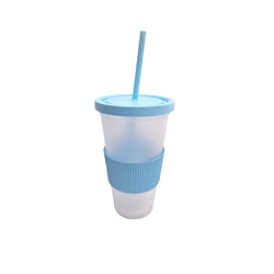 Vaso 460 cc Traslucido c/ Faja, Sorbete y Tapa