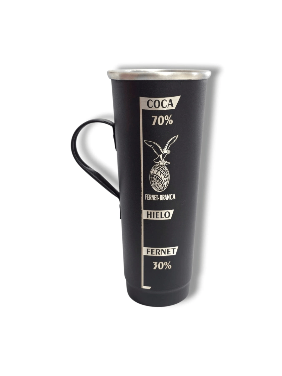 Vaso Aluminio Fernetometro 1,5 Lts Pintado c/ Asa e Inscripcion