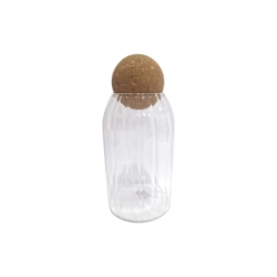 Botella Cristal Ranurada 18cm c/ Corcho Esfera