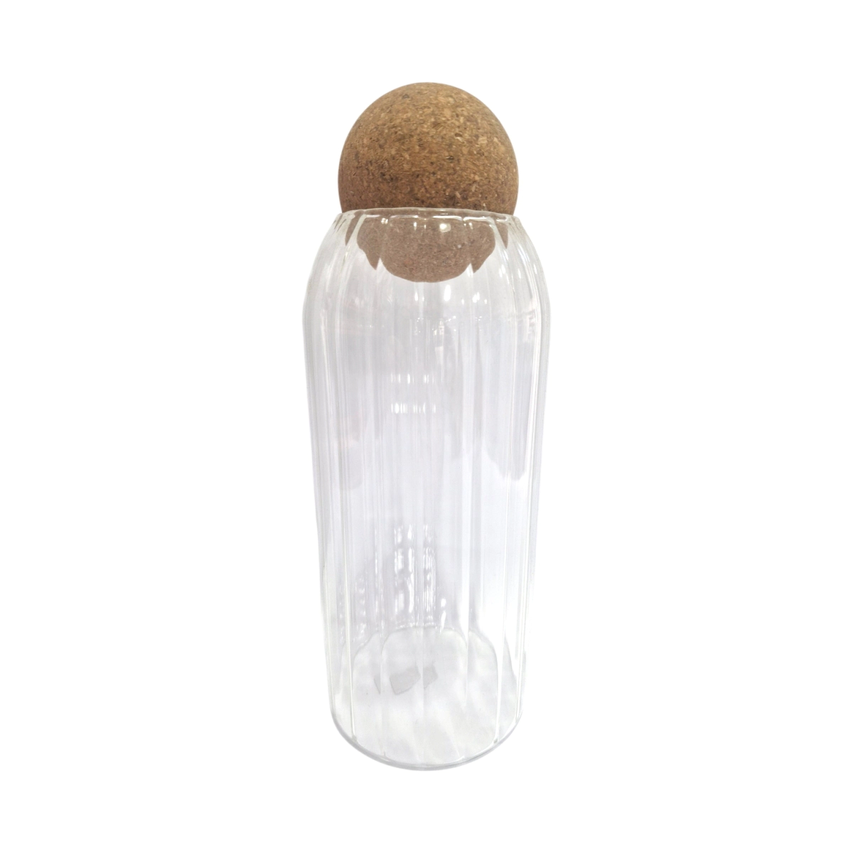 Botella Cristal Ranurada 23cm c/ Corcho Esfera