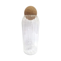 Botella Cristal Ranurada 23cm c/ Corcho Esfera
