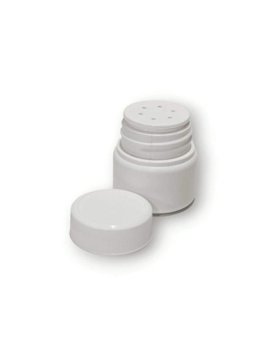 Talquera 30 cc Pead Blanco c/Tapa e Inserto