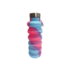 Botella de Silicona Acordeon Violeta/Rosa/Celest c/ Tapa Metal