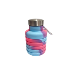Botella de Silicona Acordeon Violeta/Rosa/Celest c/ Tapa Metal