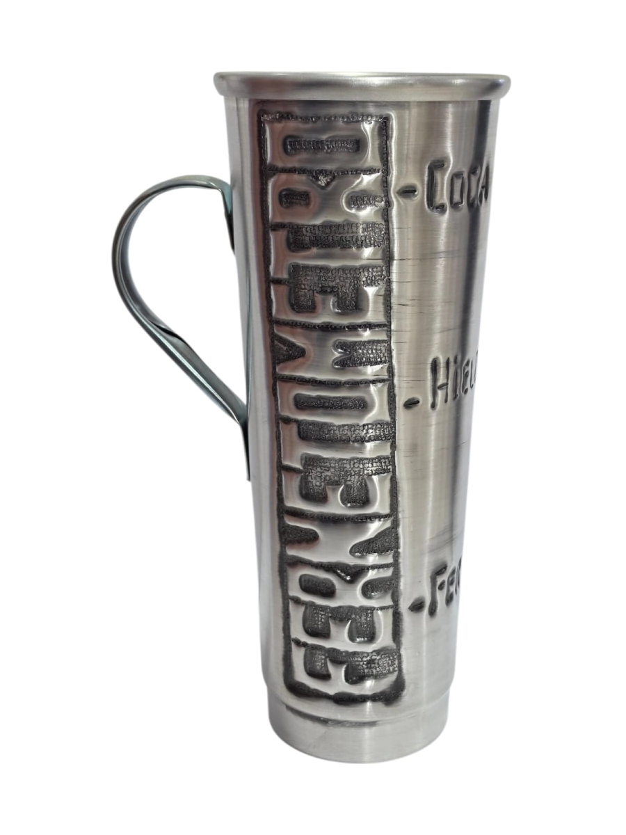 Vaso Aluminio Fernetometro 1,5 Lts c/ Asa e Inscripcion